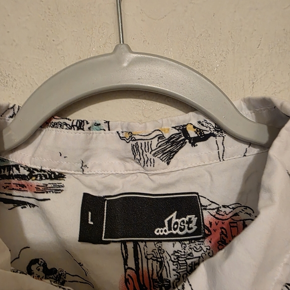 Lost Aloha Tropical White Casual Shirt Button Down Shirt Size Large - Picture 5 of 8